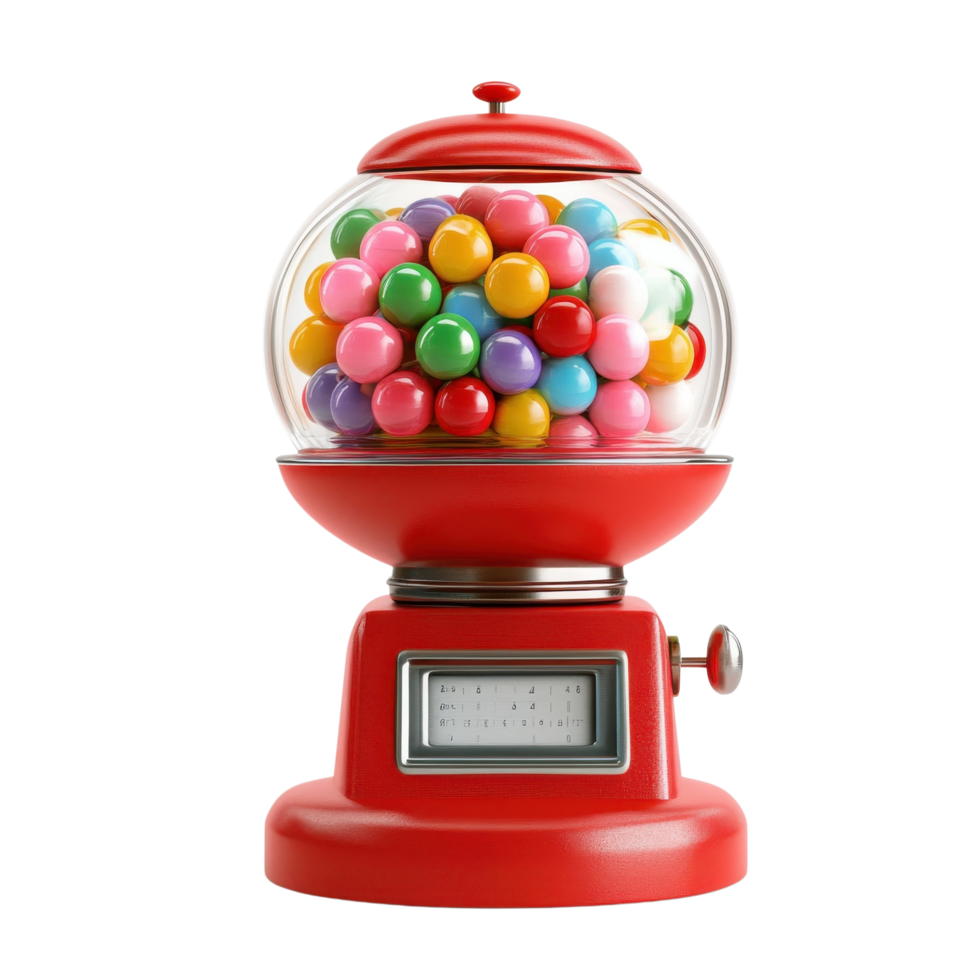 Retro Gumball Machine Nostalgia on transparent background. png