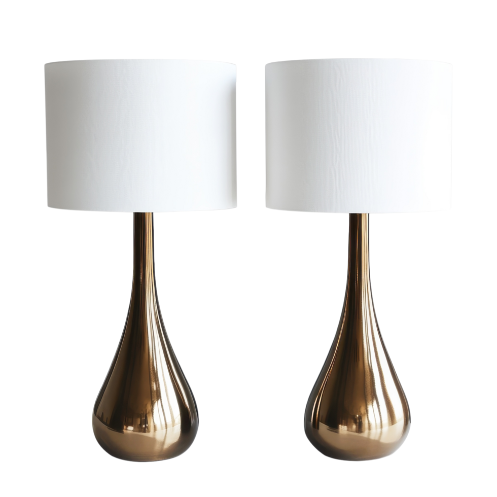 Modern Table Lamps Metallic Base Decor on transparent background. png
