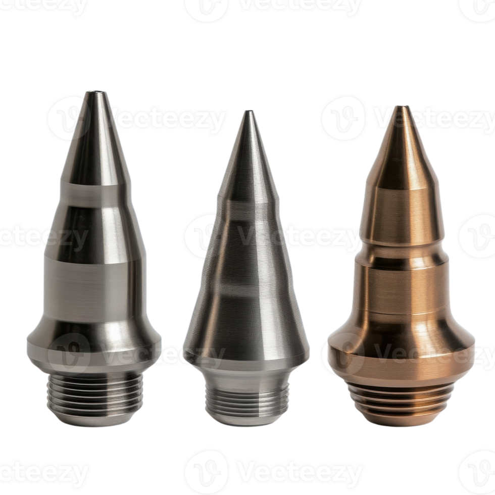 Industrial Metallic Nozzles Close up on transparent background. png