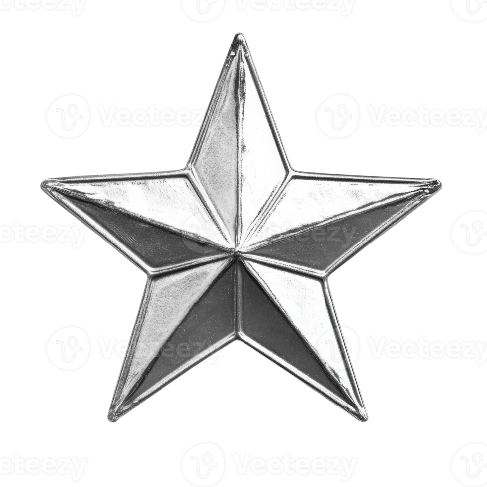 Silver Star Shape Festive Decor on transparent background. png