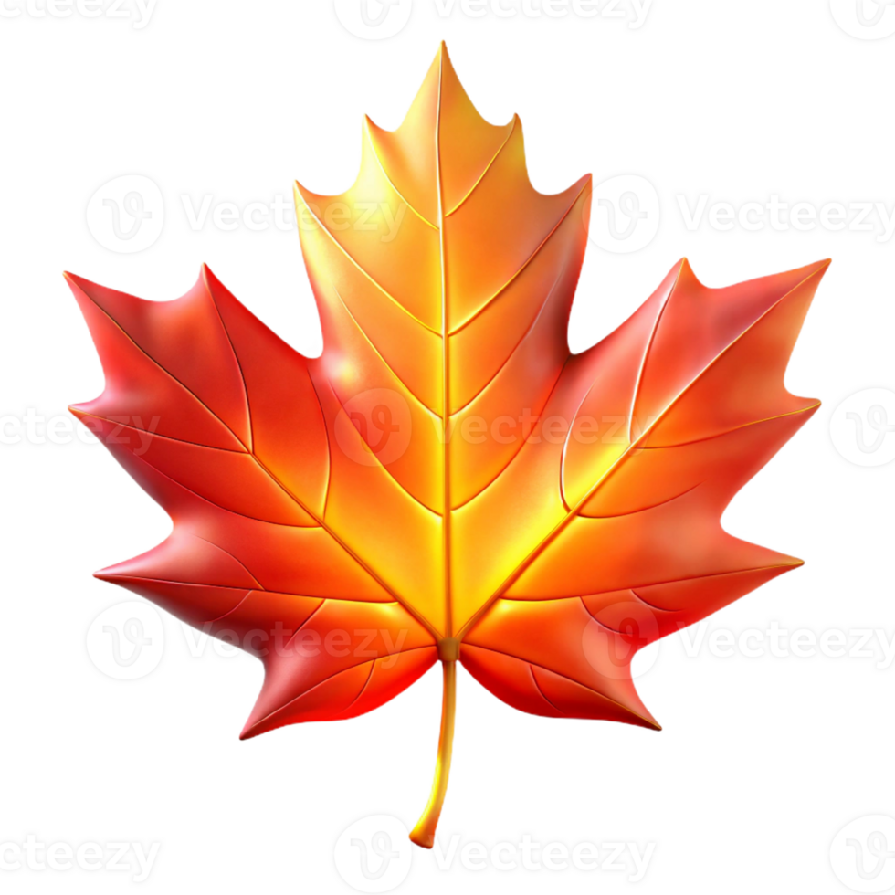 elegant minimalist A single perfect red maple leaf, backlit by a golden sunset, veins glowing, hyperrealistic detail, intricate, 4K png