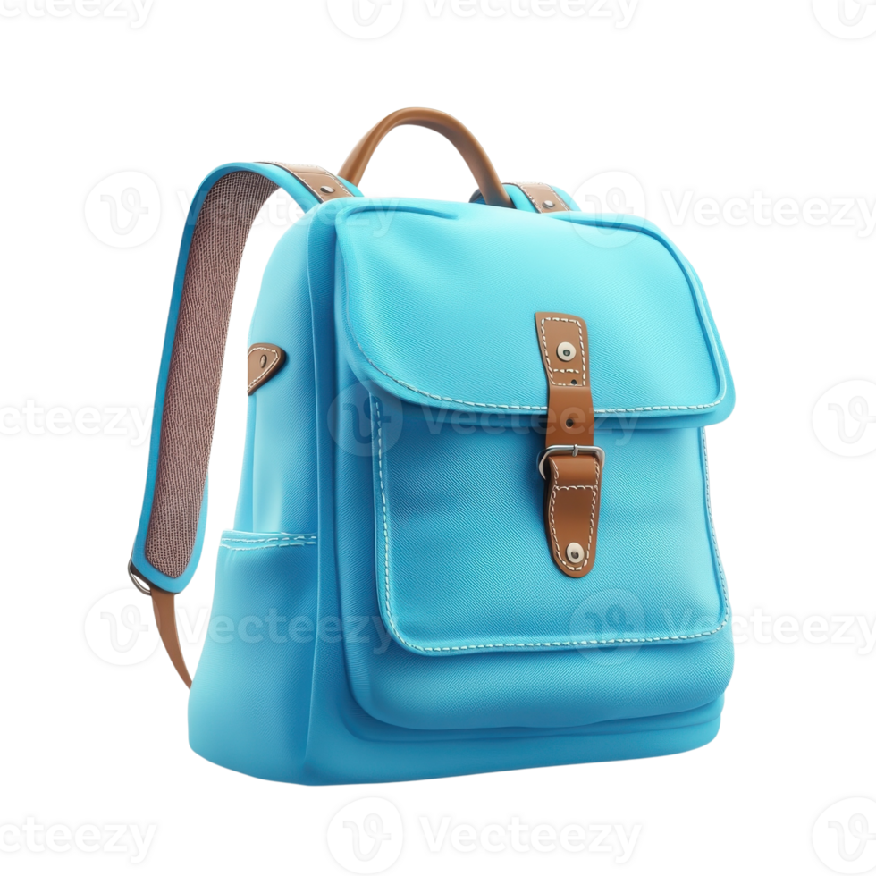 Sky Blue Adventure Backpack Mockup on transparent background. png