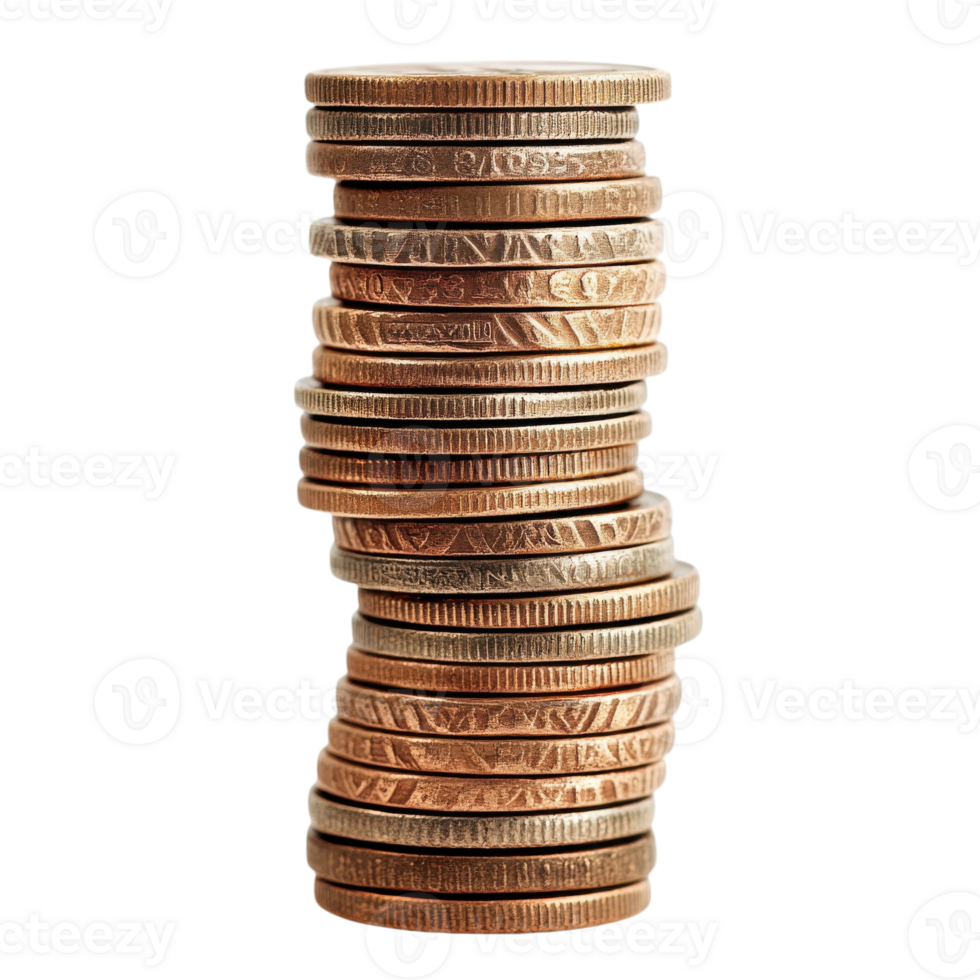 Financial Growth Money Coin Stack on transparent background. png