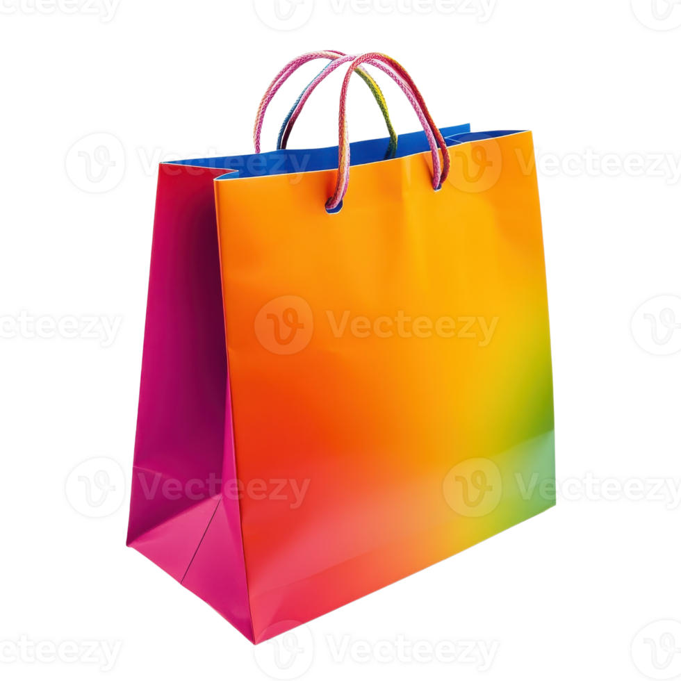 Vibrant Shopping Bag Consumerism on transparent background. png