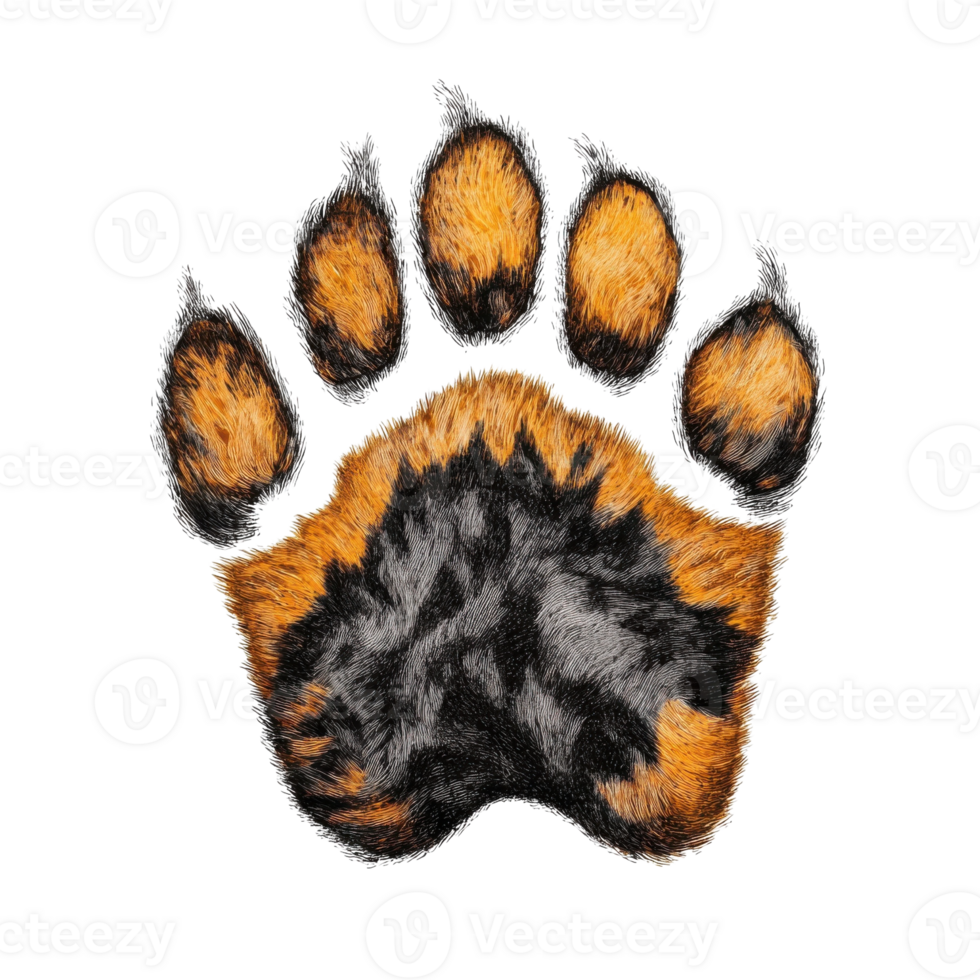 Tiger Paw Print Illustration on transparent background. png