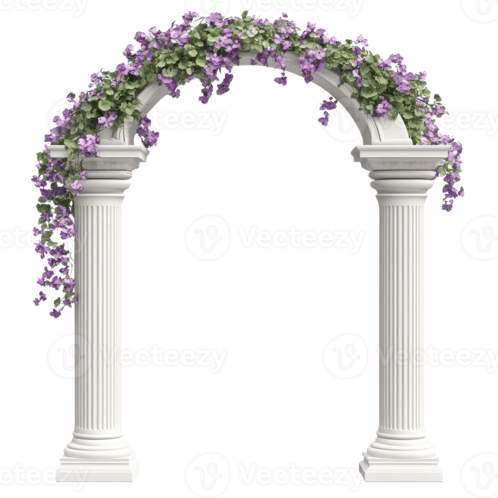 Romantic Wedding Arch Columns on transparent background. png