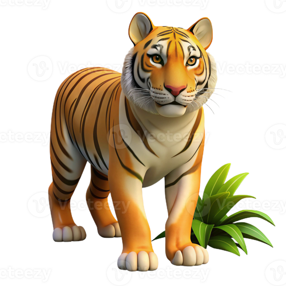 dramatic contemporary A majestic tiger stalking through the jungle, dappled lighting, intense gaze, realistic style 4K png