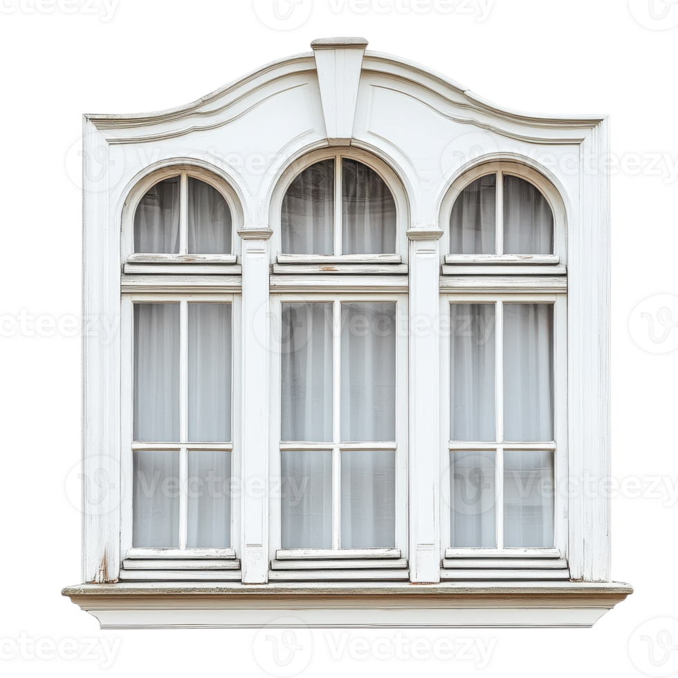 White Wooden Window Frame Panes on transparent background. png