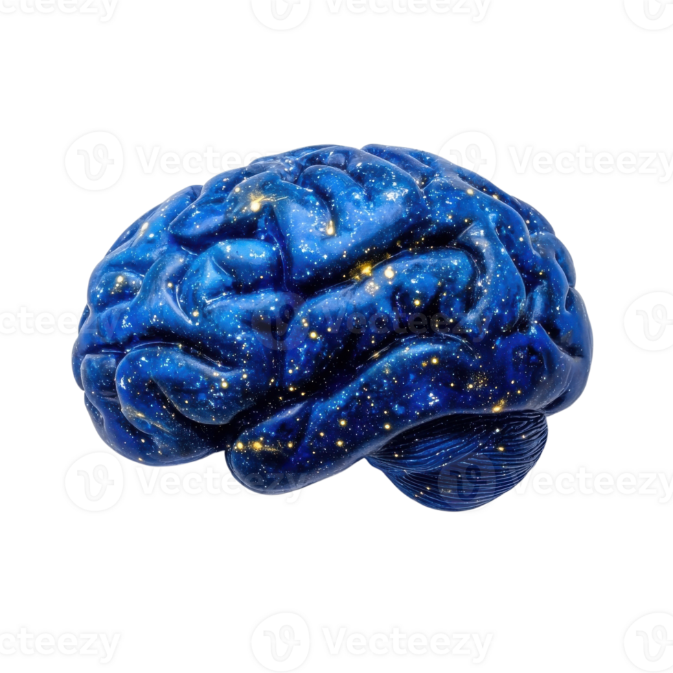 Blue Brain Intelligence and Creativity on transparent background. png
