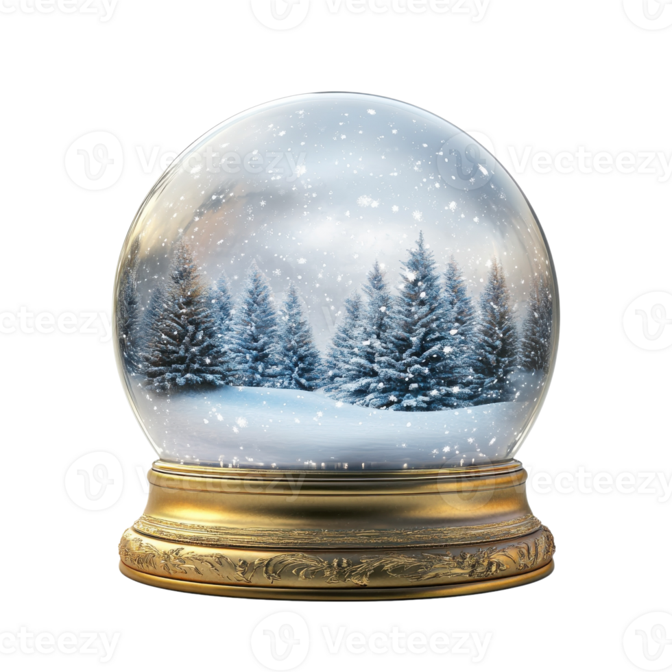 Empty Snow Globe Holiday Decor on transparent background. png