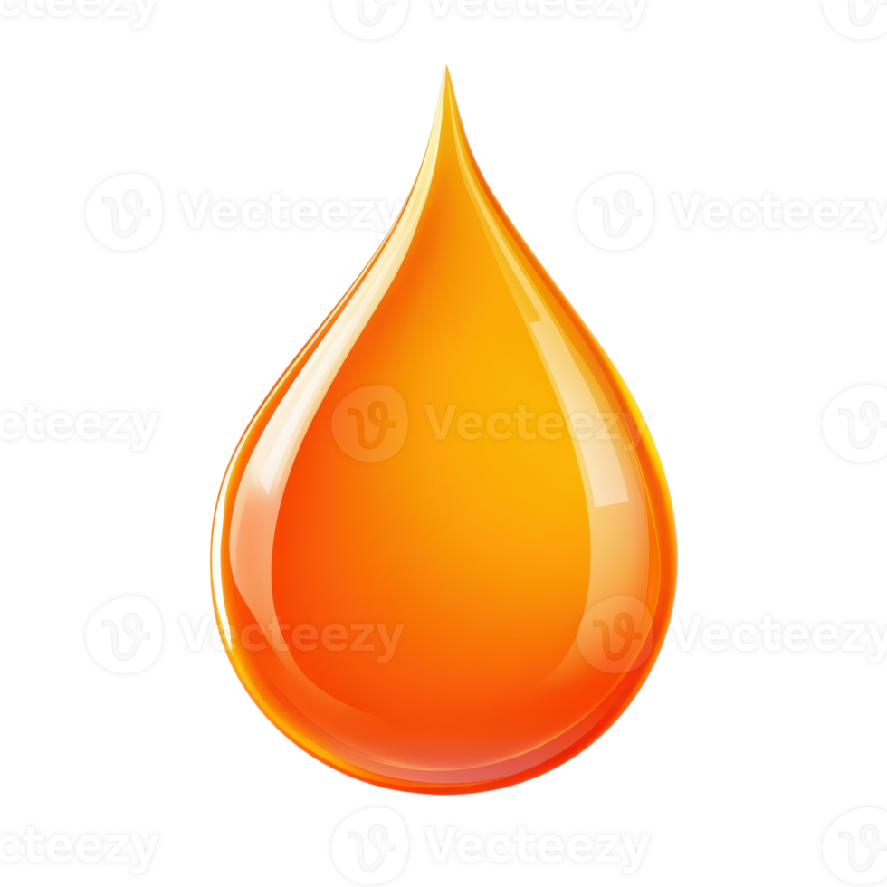 Fresh Orange Juice Drop Closeup on transparent background. png
