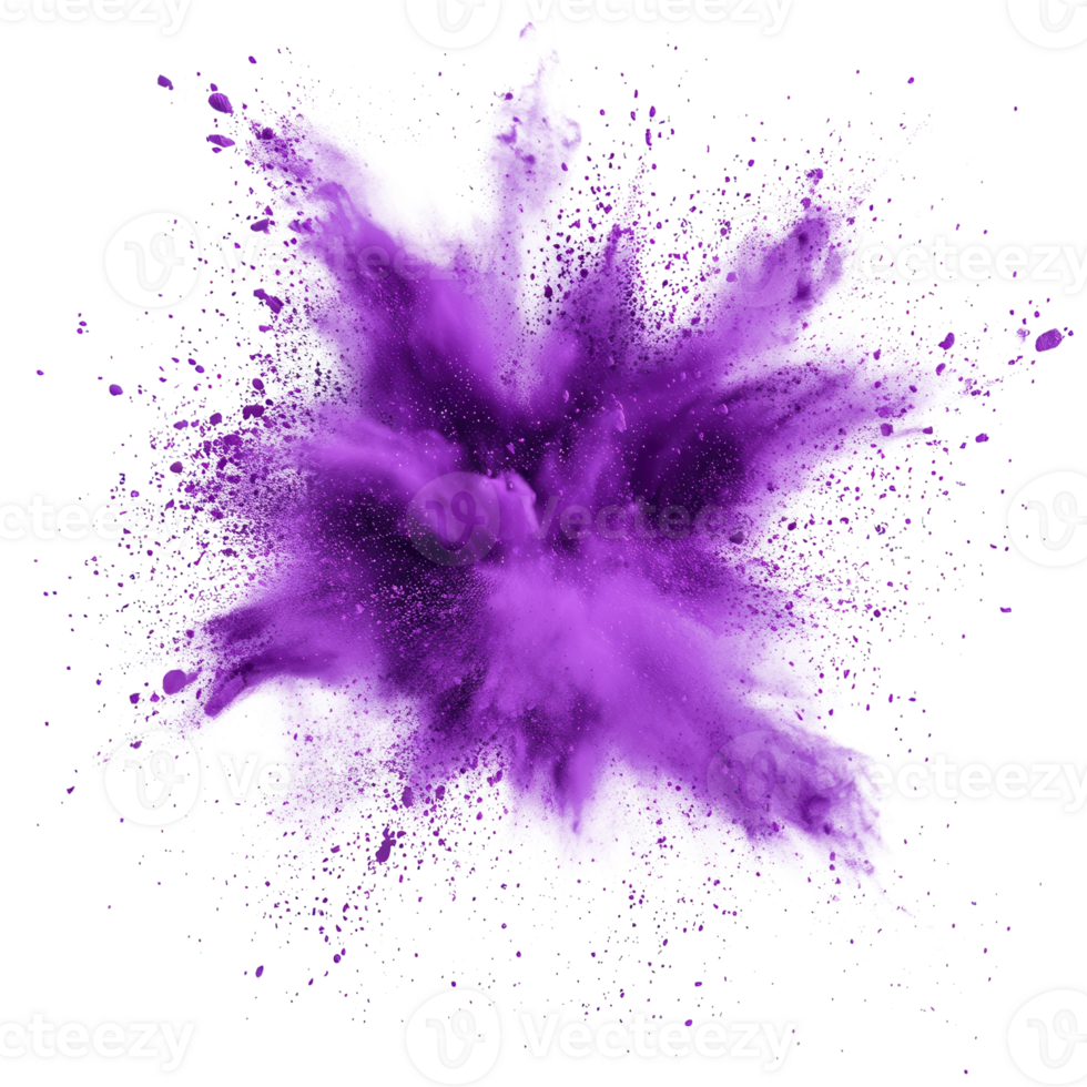 Abstract Purple Powder Splat Art on transparent background. png