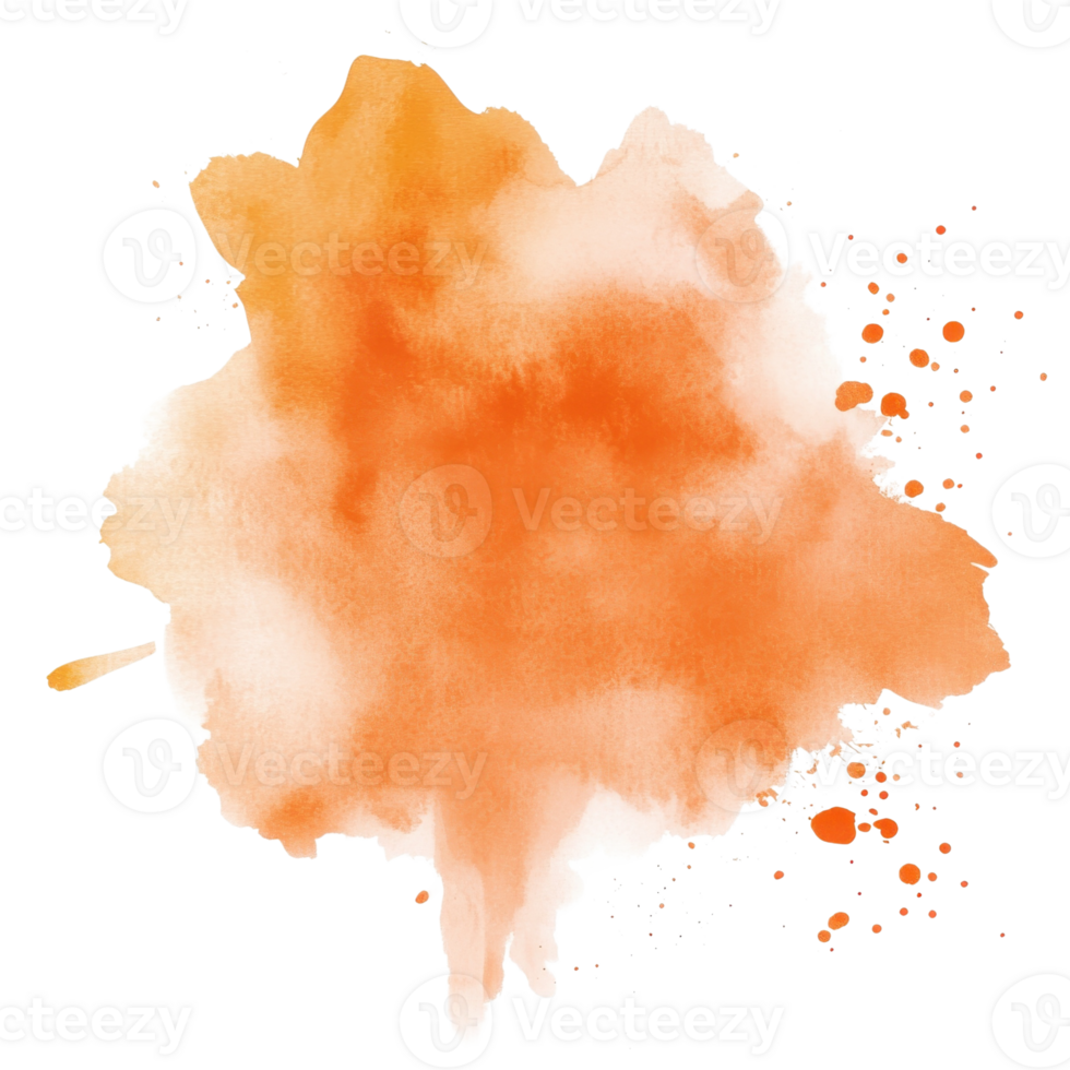 Orange Watercolor Splash Soft Cloud on transparent background. png