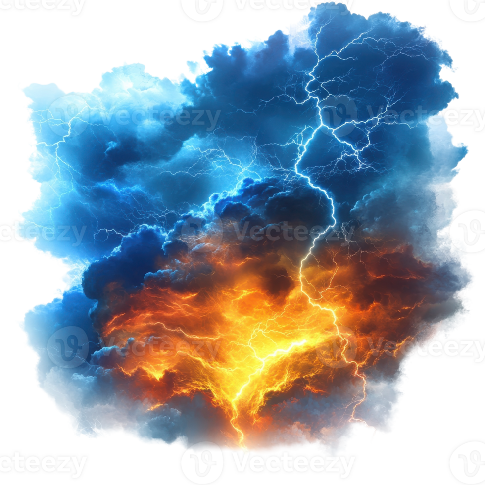 Epic Storm Clouds with Lightning on transparent background. png