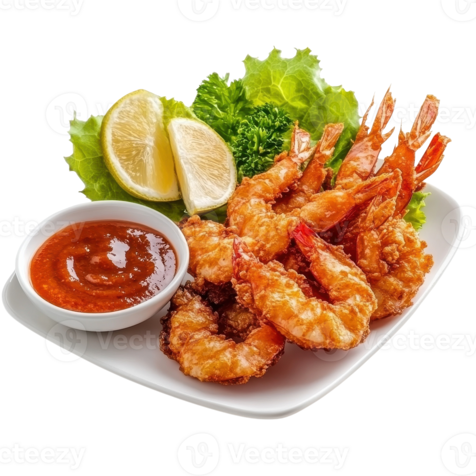 Delicious Butterfly Shrimp Dish on transparent background. png