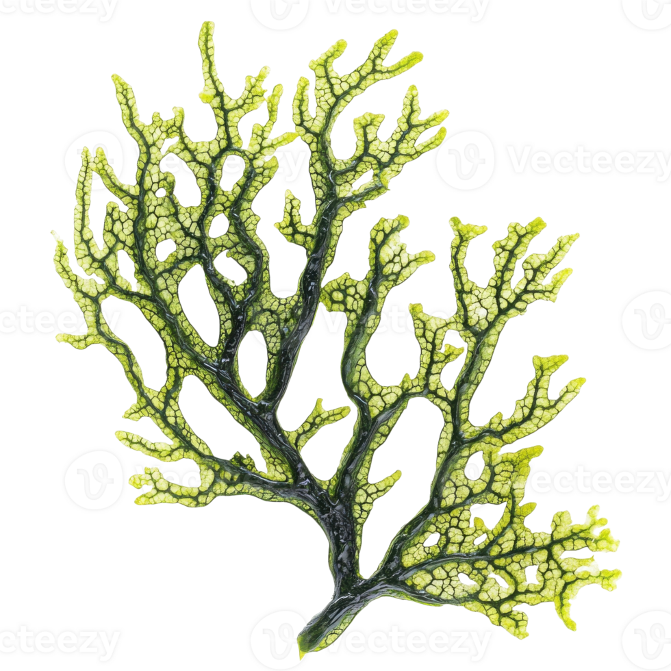 Vibrant Green Aquatic Algae Close Up on transparent background. png