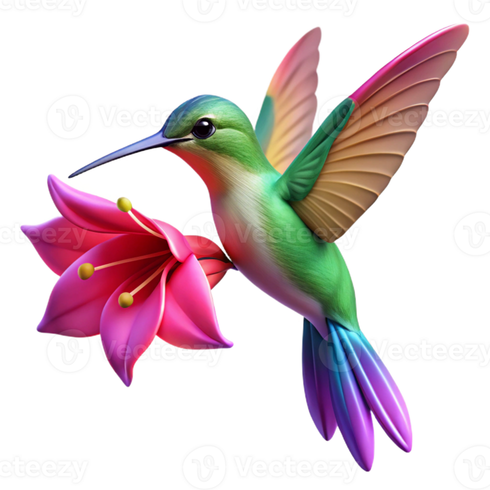 beautiful traditional Close-up of a hummingbird hovering near a fuchsia flower, vibrant colors, motion blur, nature photography, genuine png
