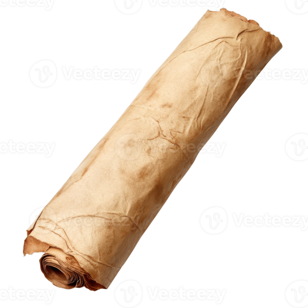 Rolled Parchment Texture Background on transparent background. png