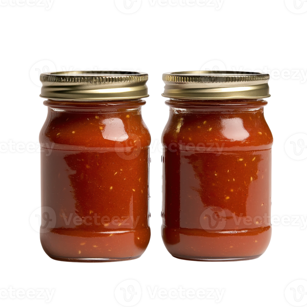 Culinary Creation Jars of Tomato Sauce on transparent background. png