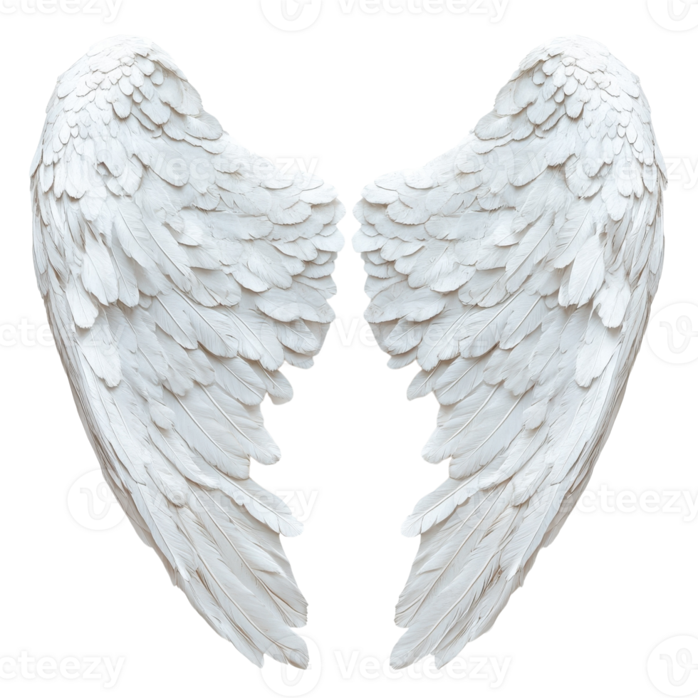 White Angel Wings Purity and Grace on transparent background. png