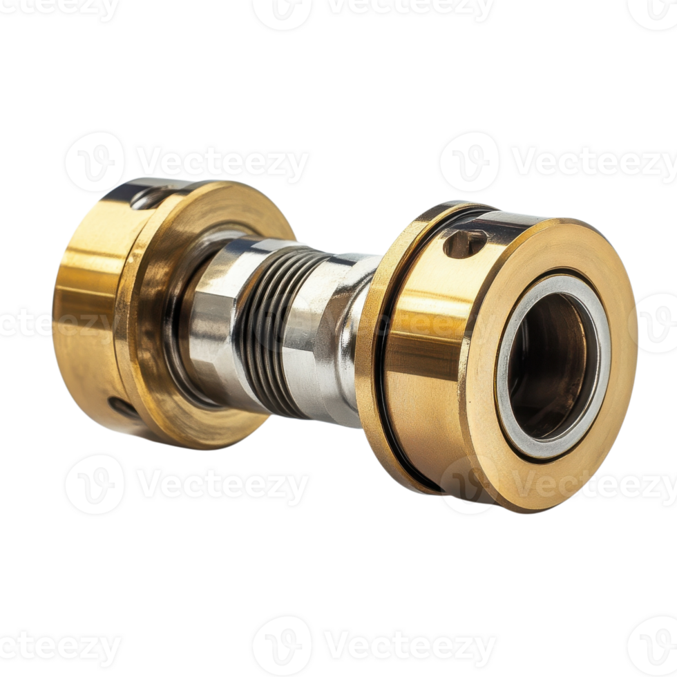 Brass Steel Coupling Industrial on transparent background. png