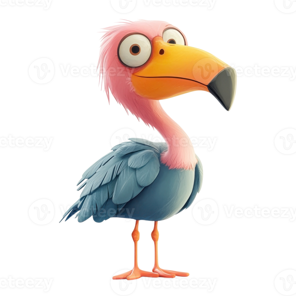 Playful Flamingo Cartoon Design on transparent background. png