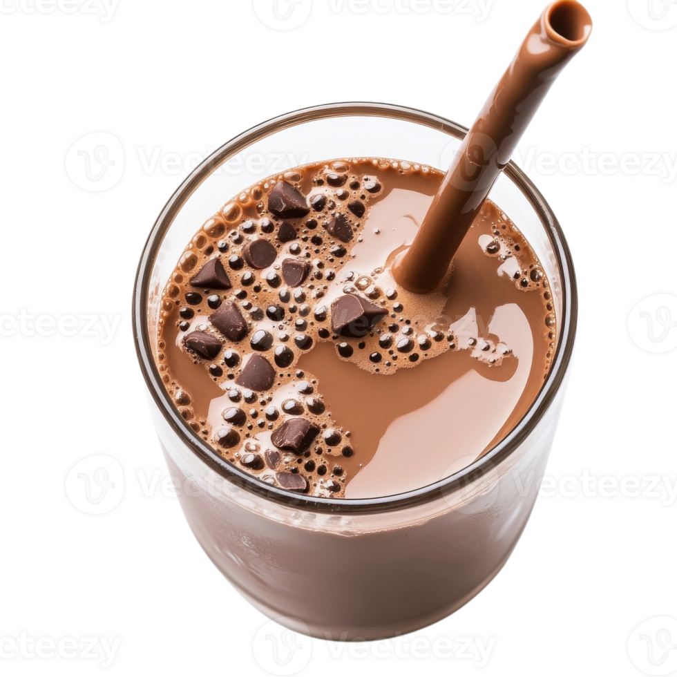 Rich Chocolate Milk Indulgence on transparent background. png