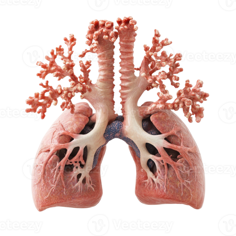 Human Lungs 3D Model Anatomy on transparent background. png