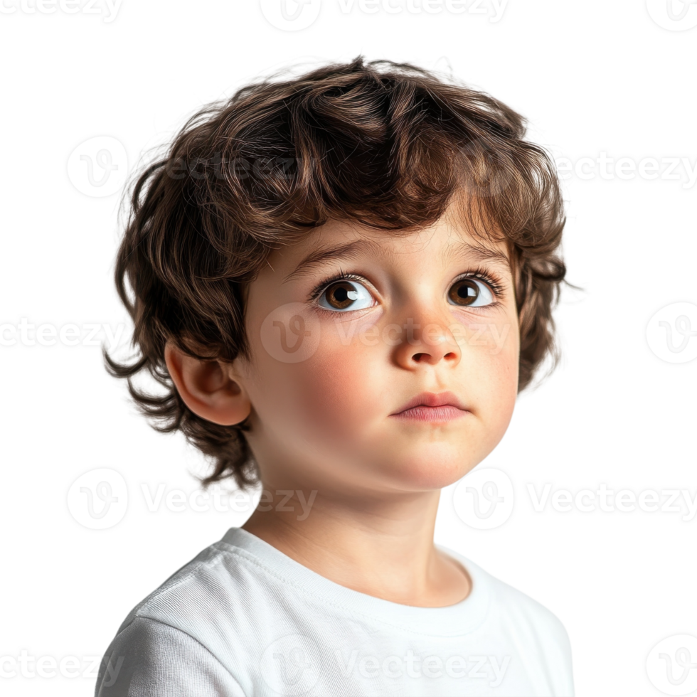 Boy Showing Thoughtful Expression on transparent background. png