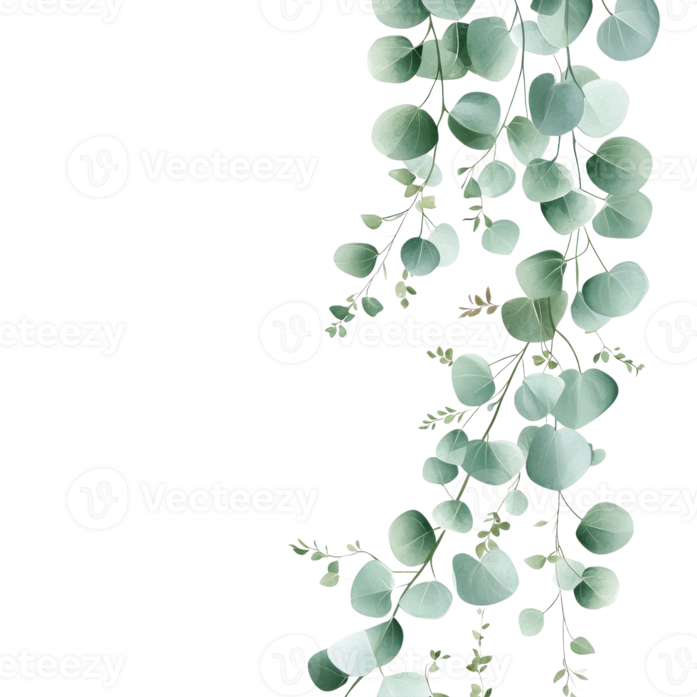 Delicate Eucalyptus Design for Print on transparent background. png