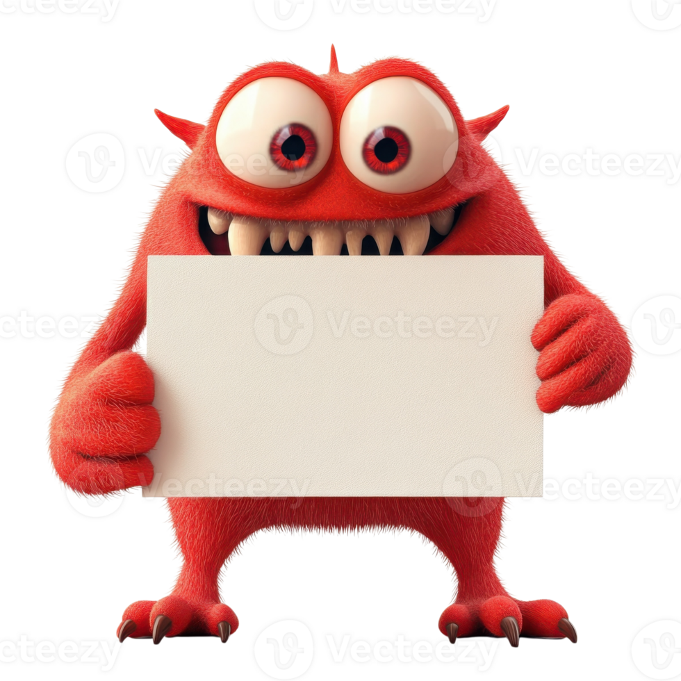 Cute Cartoon Monster Character on transparent background. png
