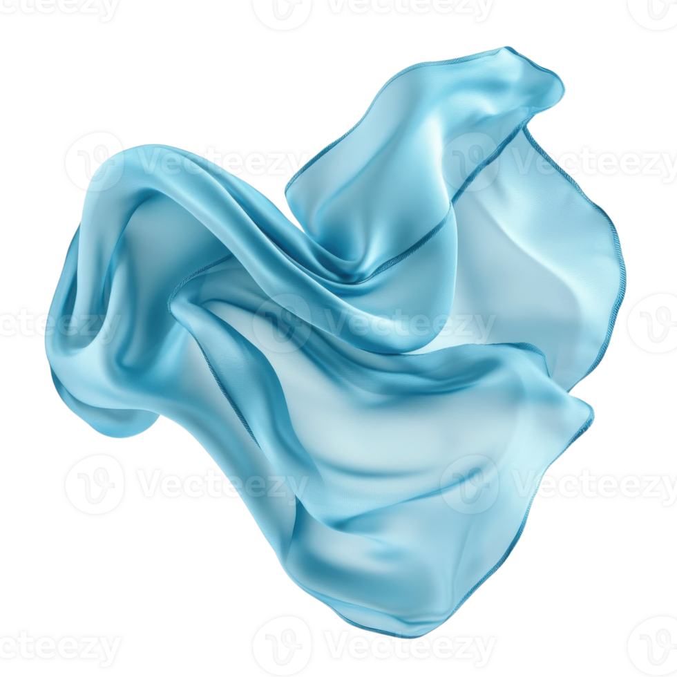 Elegant Cyan Silk Cloth Drape on transparent background. png