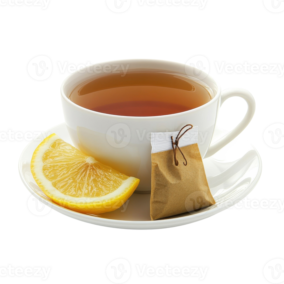 Teacup Lemon Teabag Refreshment on transparent Background. png