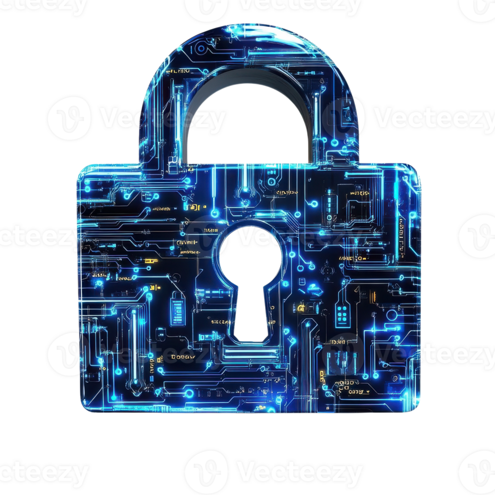 Cybersecurity Digital Shield Concept on transparent Background. png