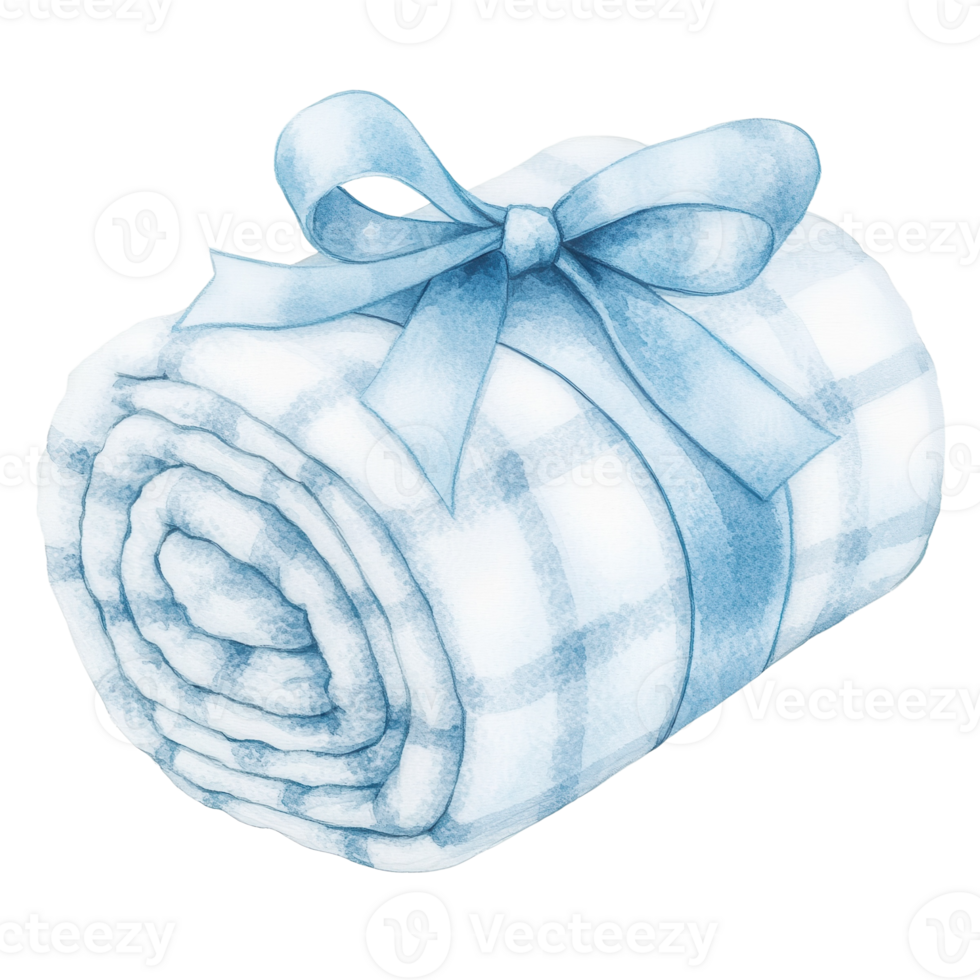 Cozy Watercolor Beach Towel Roll on transparent Background. png