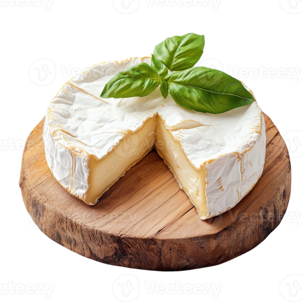 Creamy Camembert Cheese Slices on transparent Background. png