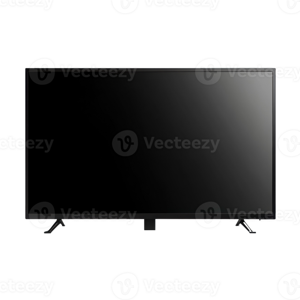 Modern Flat Screen TV Display on transparent Background. png