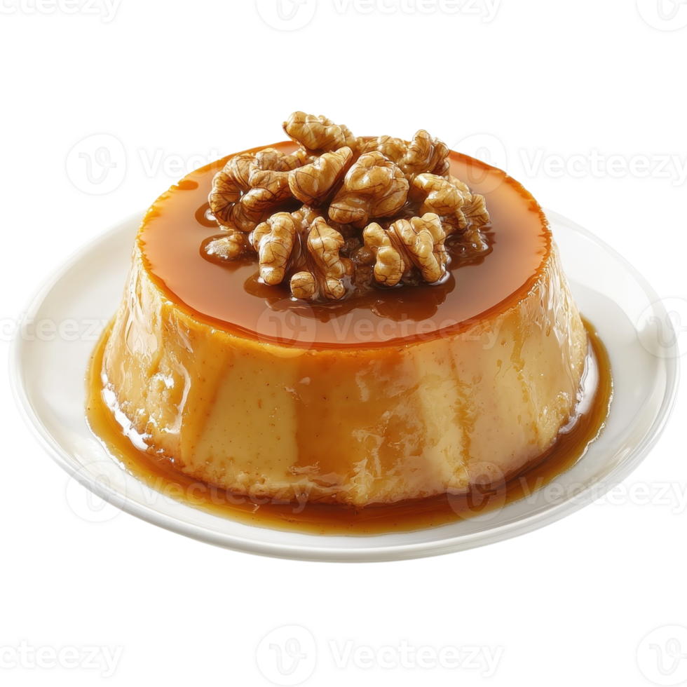 Delicious Caramel Flan Dessert on transparent Background. png