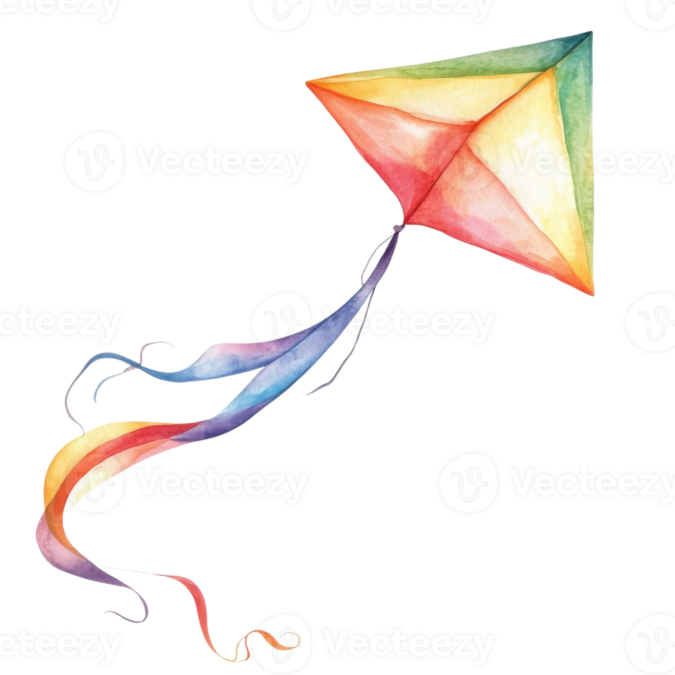 Gentle Watercolor Beach Kite on transparent Background. png