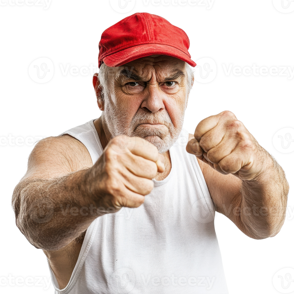Senior Man Showing Determination on transparent Background. png