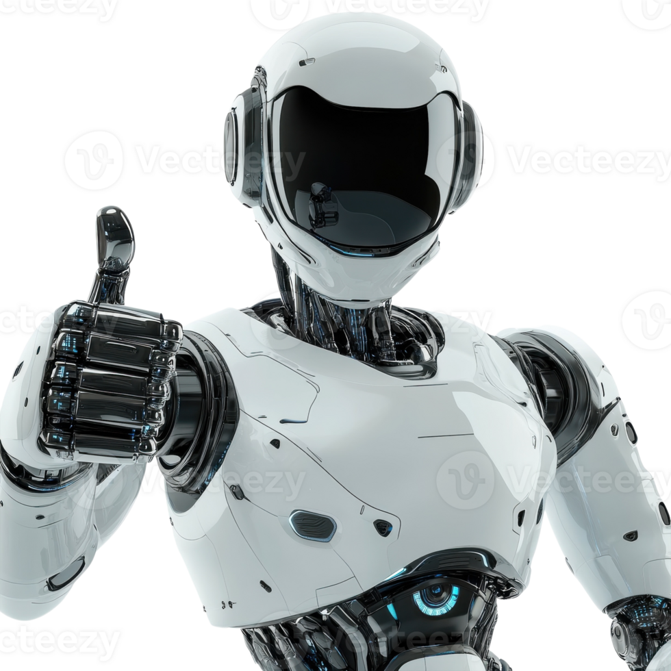 AI Robot Thumbs Up Futuristic on transparent Background. png