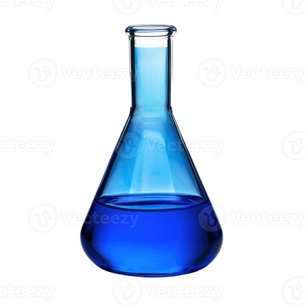Science Lab Glass Flask Liquid on transparent Background. png