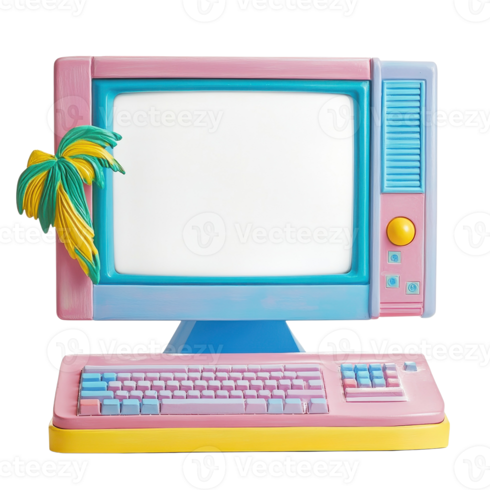 Modern Office Desk Workspace Setup on transparent Background. png