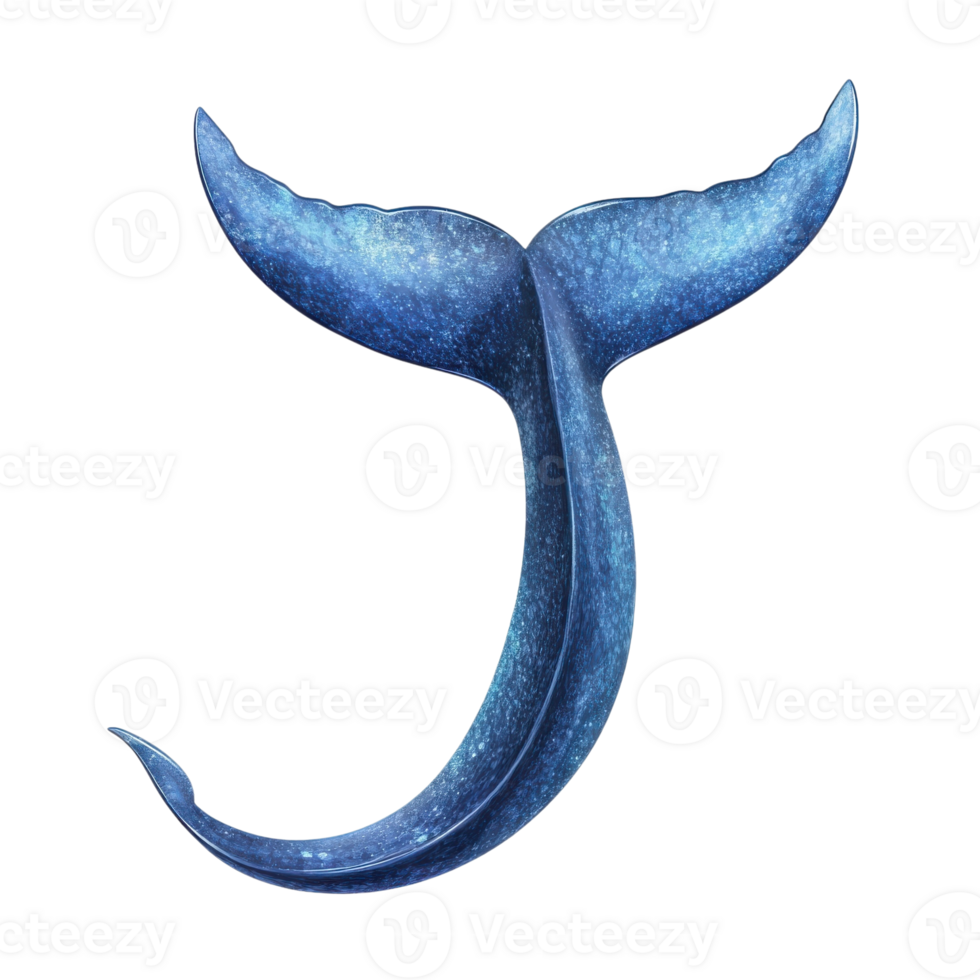 Blue Dolphin Tail Ocean Wildlife on transparent Background. png