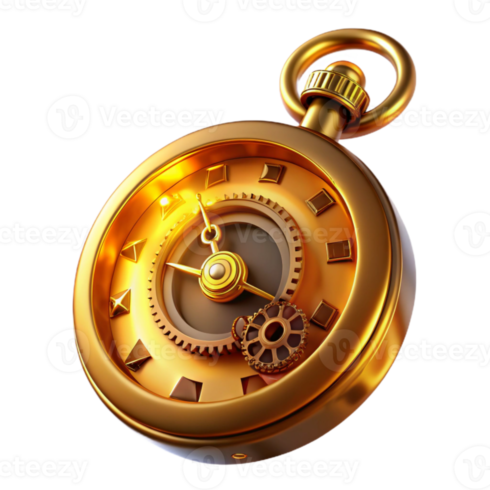 serene abstract A close-up of a steampunk pocket watch with exposed gears and glowing Roman numerals, warm, golden lighting original png
