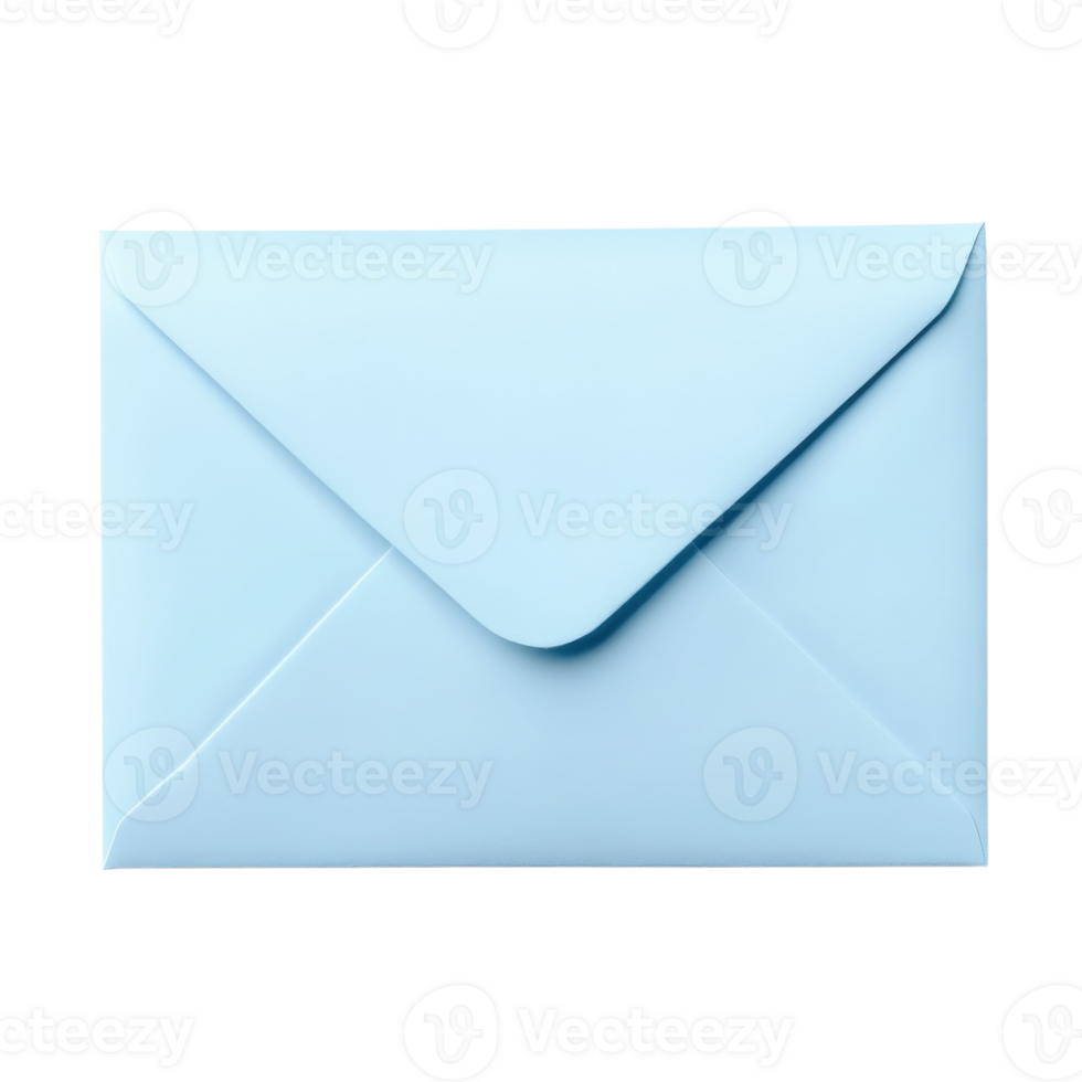 Elegant Light Blue Envelope Mockup on transparent Background. png