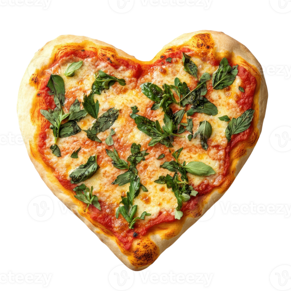 Heart Shaped Pizza Valentines Day on transparent Background. png
