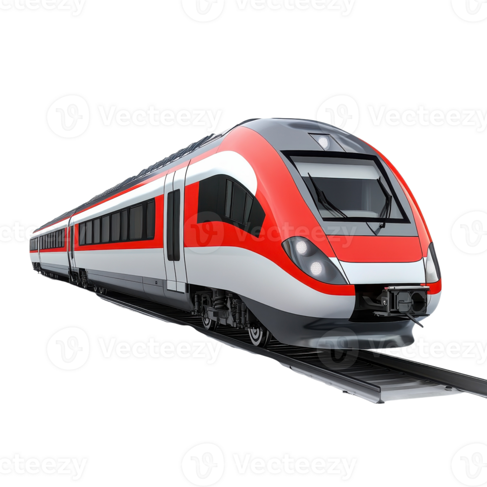 Modern Passenger Train Journey on transparent Background. png