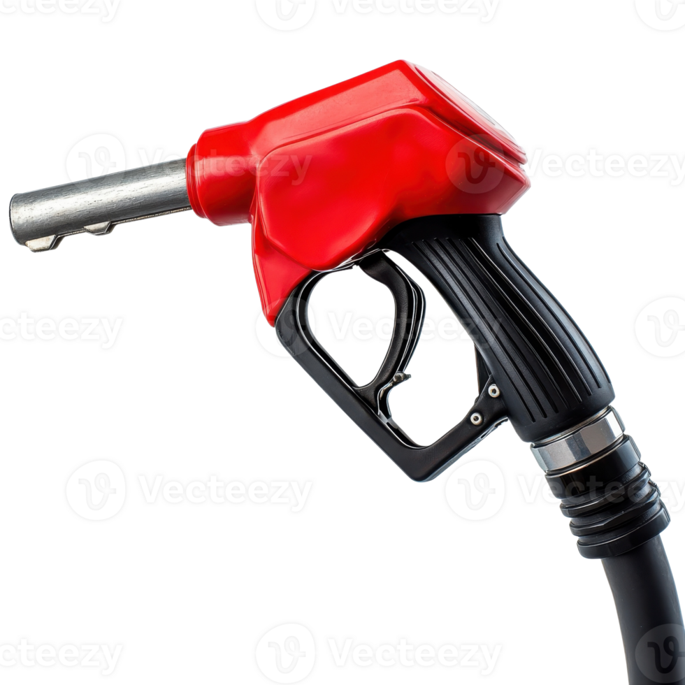 Red Black Fuel Nozzle Close Up on transparent Background. png