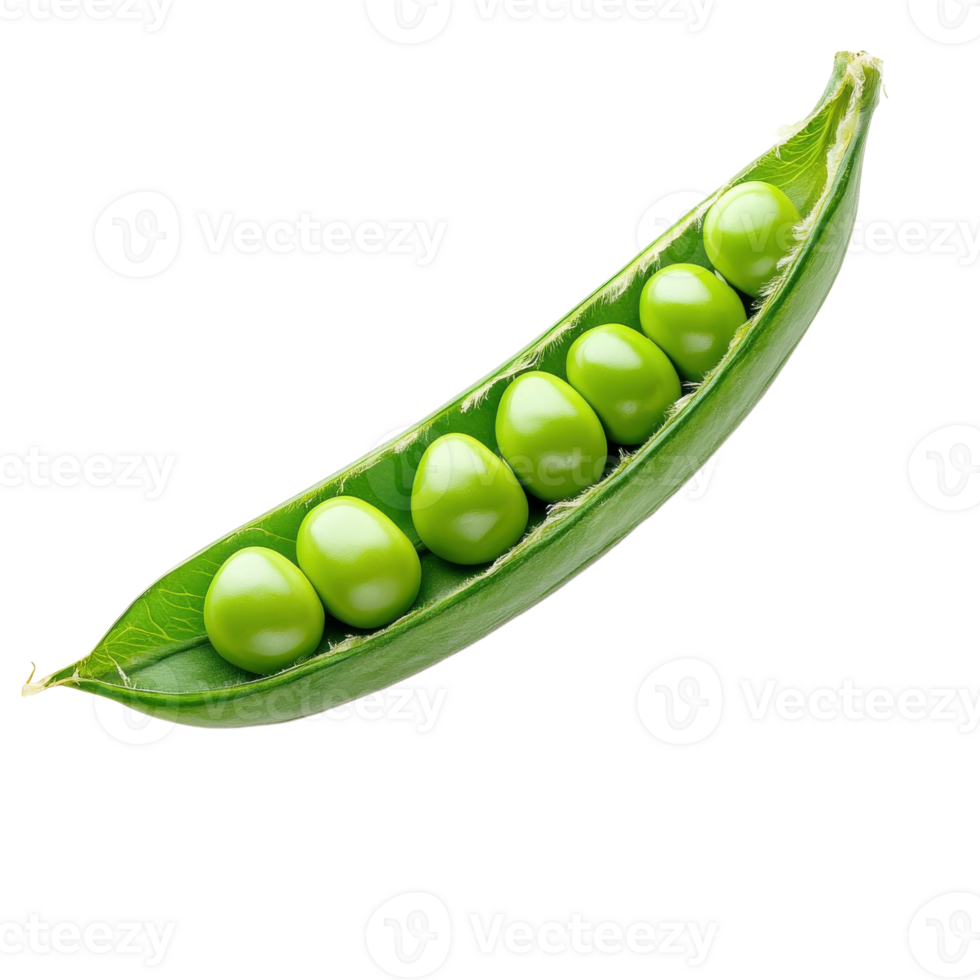 Fresh Green Peas in Open Pod on transparent Background. png
